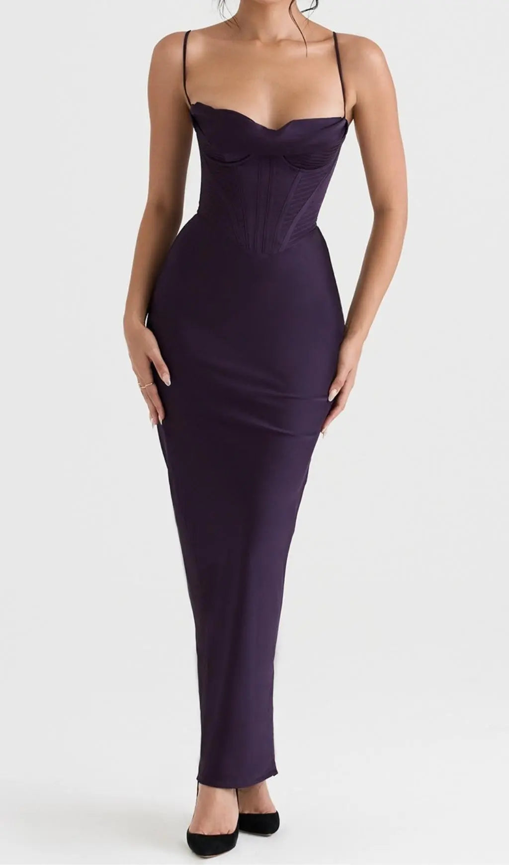 Fashionslee Women Night Shade Corset Maxi Dress