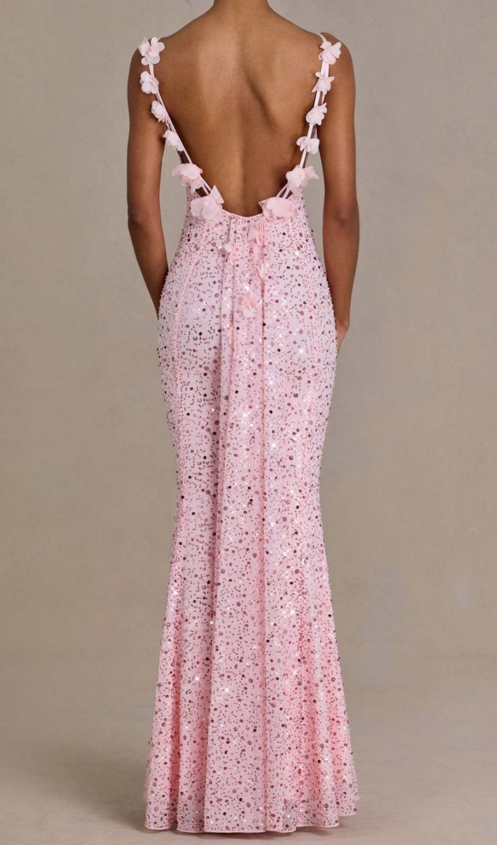 Fashionslee Women Khaza Pink Strappy Sequin Backless Maxi Dress