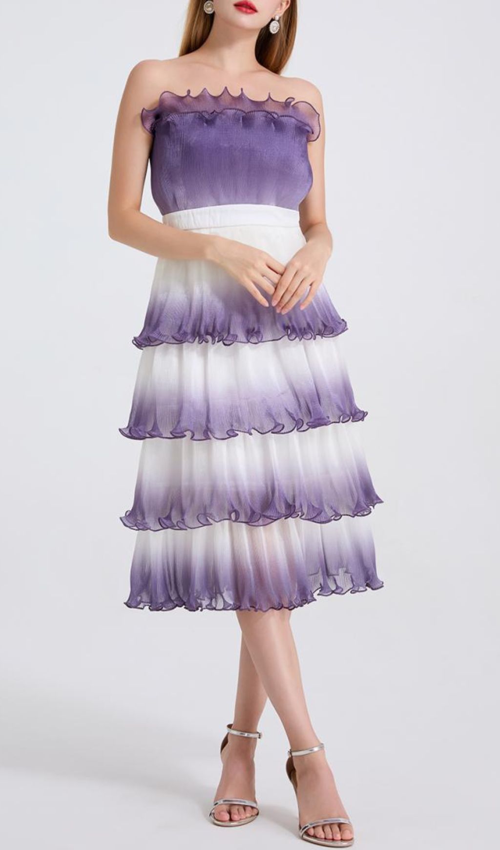 976b68ea042c83405f4accf1917fa613.jpg Fashionslee Women Fiene Purple Strappy Cake Midi Dress
