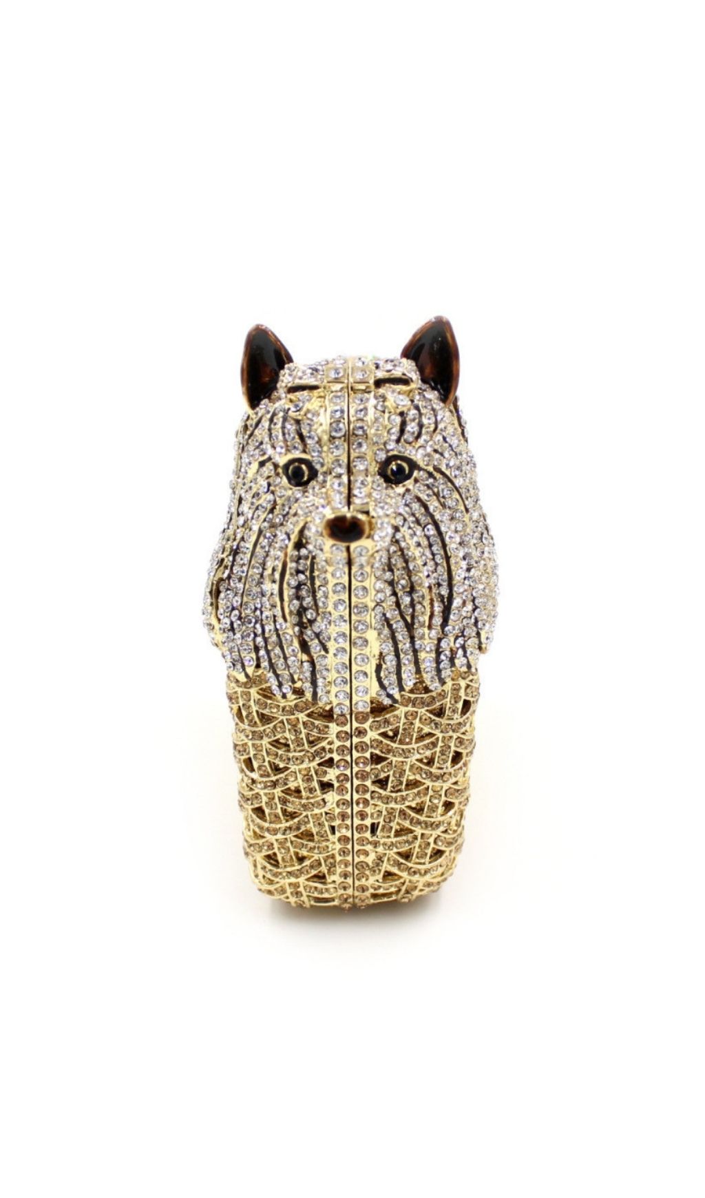 Fashionslee Women Khamani Gold Dog Diamante Bag