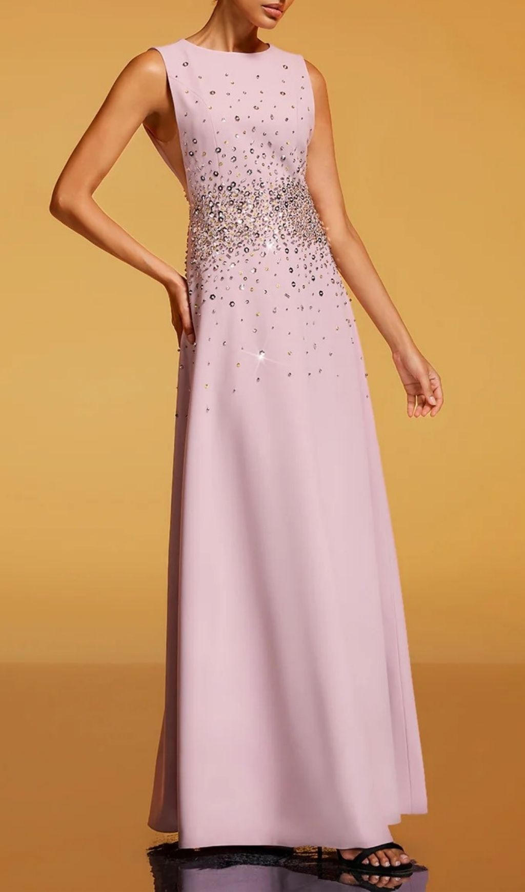 9798da4c8997810e6b96b540c118fb5e.jpg Fashionslee Women Felan Sleeveless Rhinestone Maxi Dress