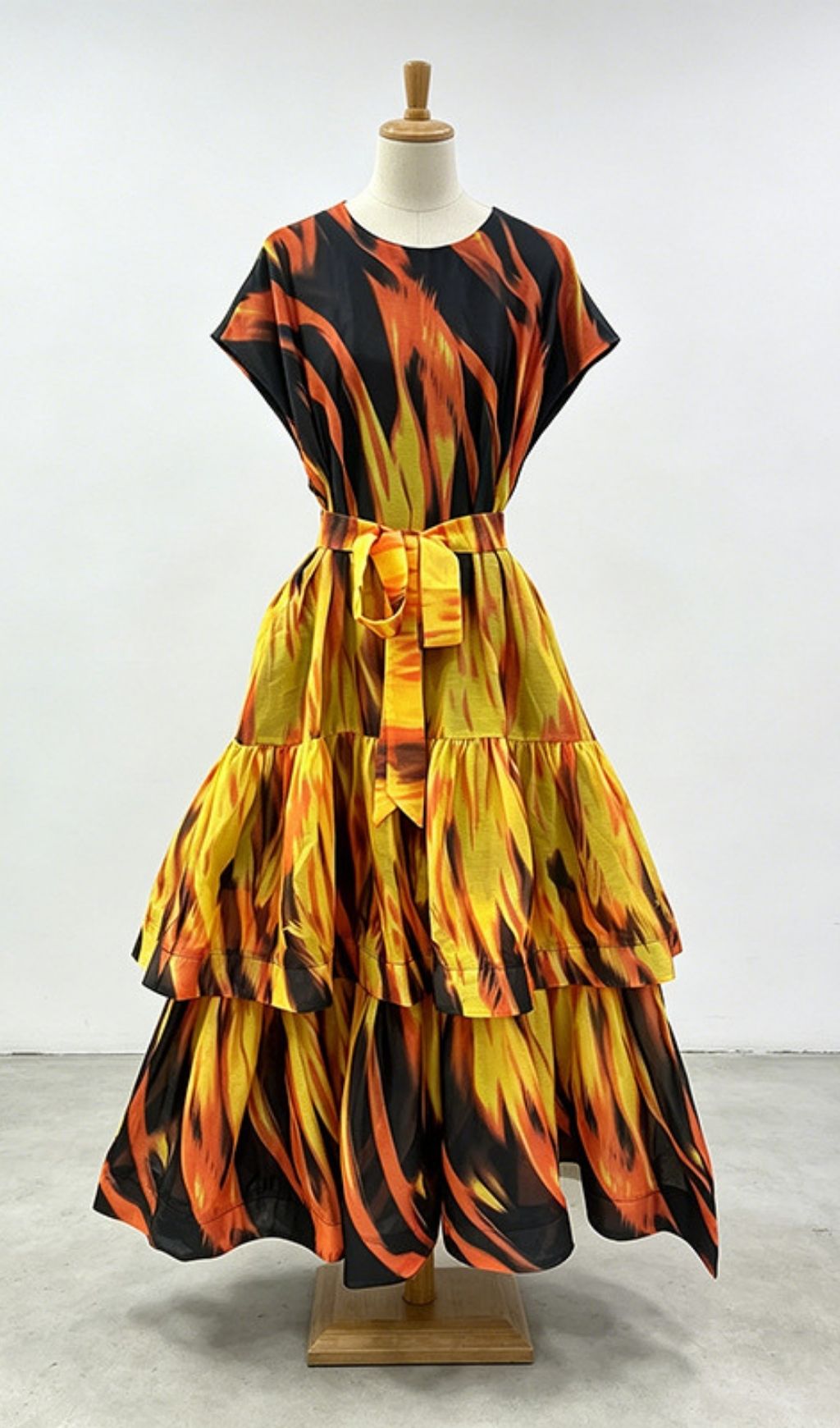 Fashionslee Women Kirstine Yellow Printed Midi Dress