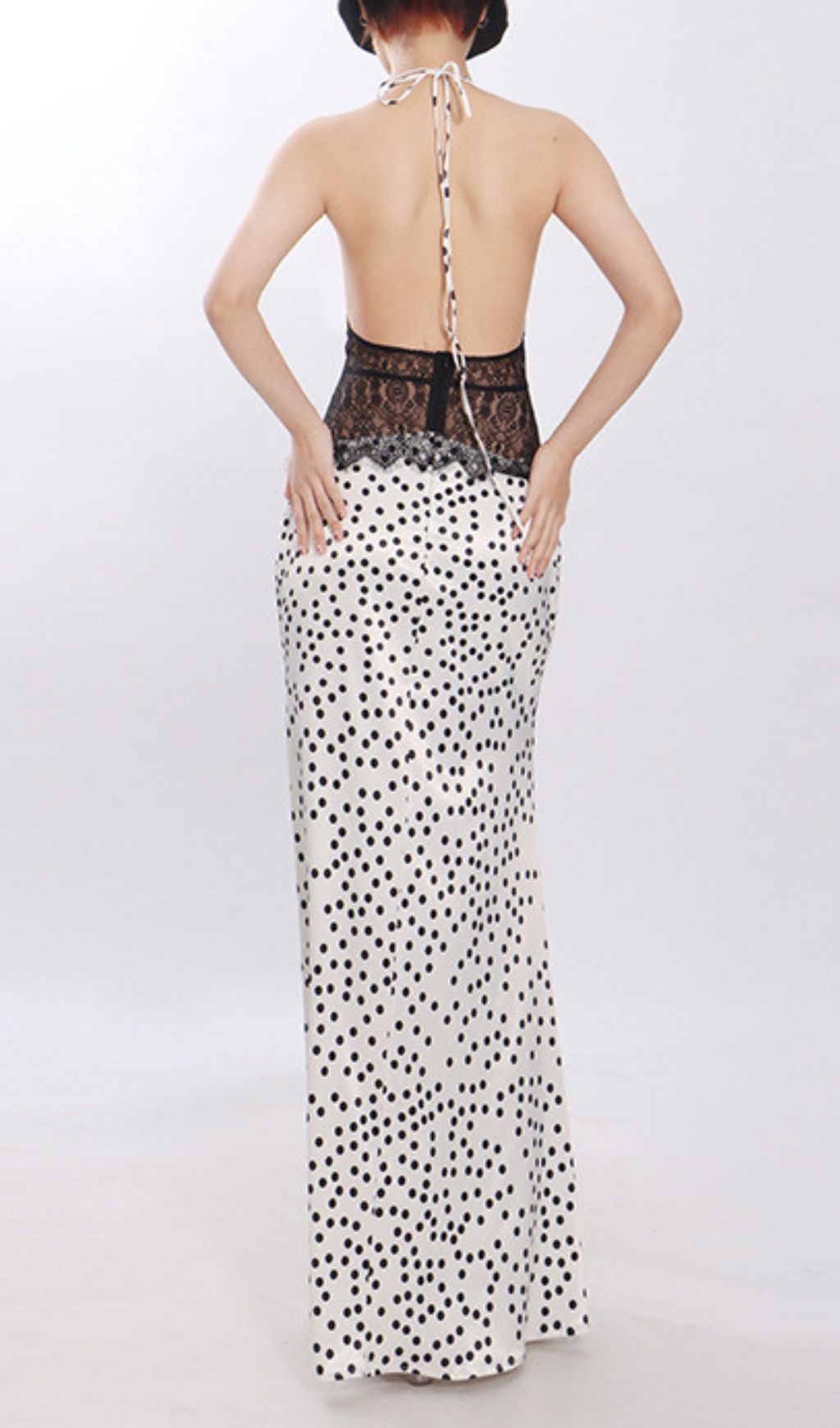 Fashionslee Women Jezziel Halter Lace Dot Maxi Dress