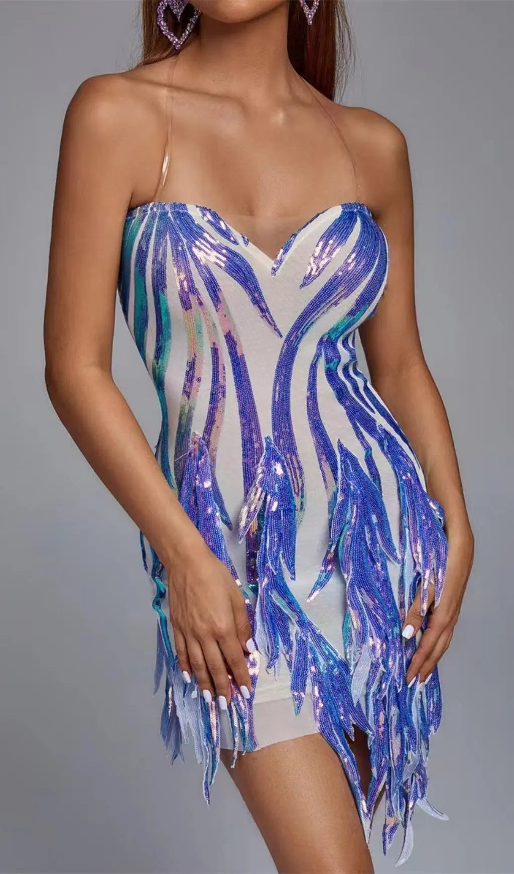 PURPLE SEQUIN VIRAL MINI DRESS - OWNCI