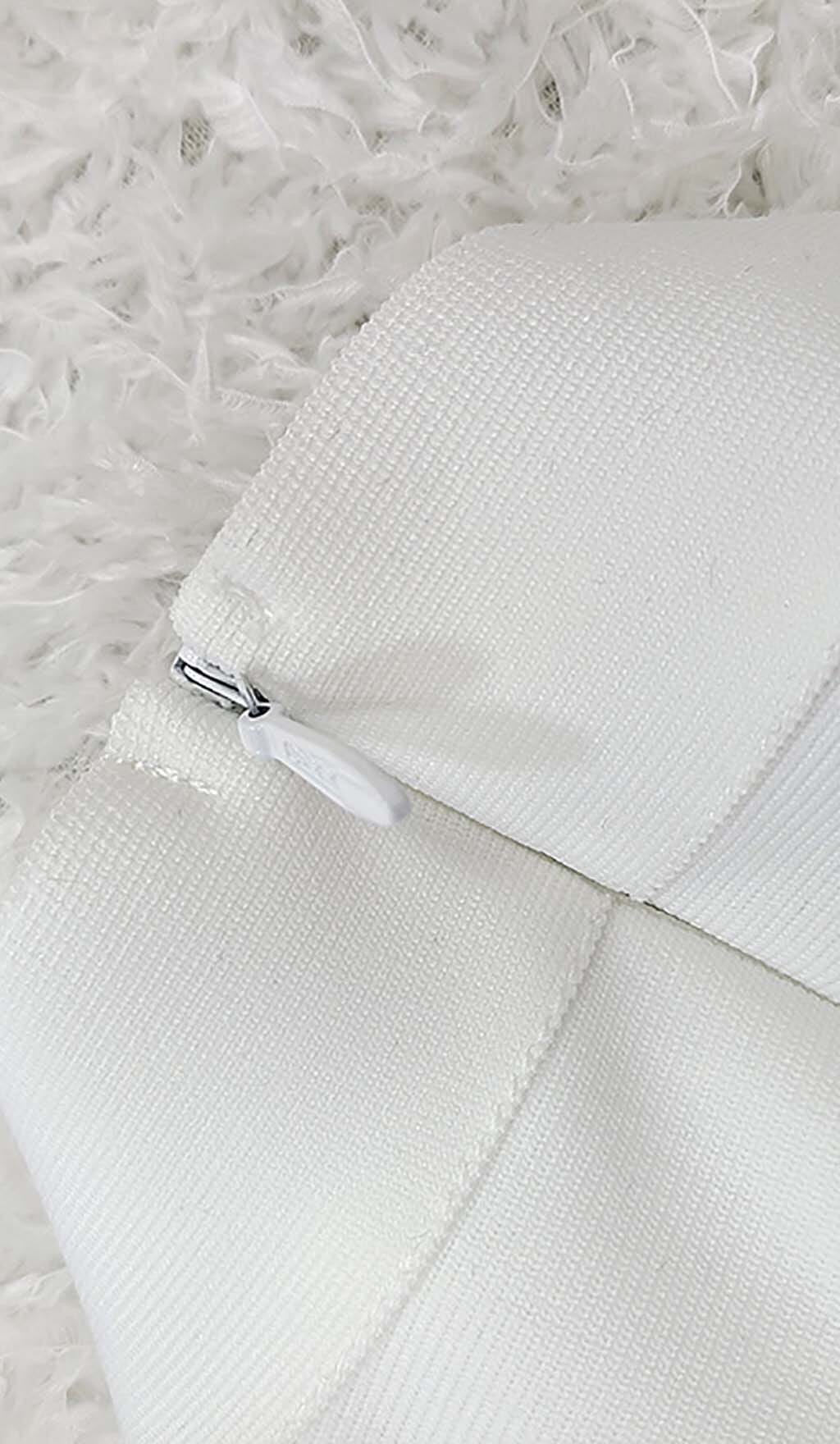 Fashionslee Women Feather Bandage Mini Dress-White