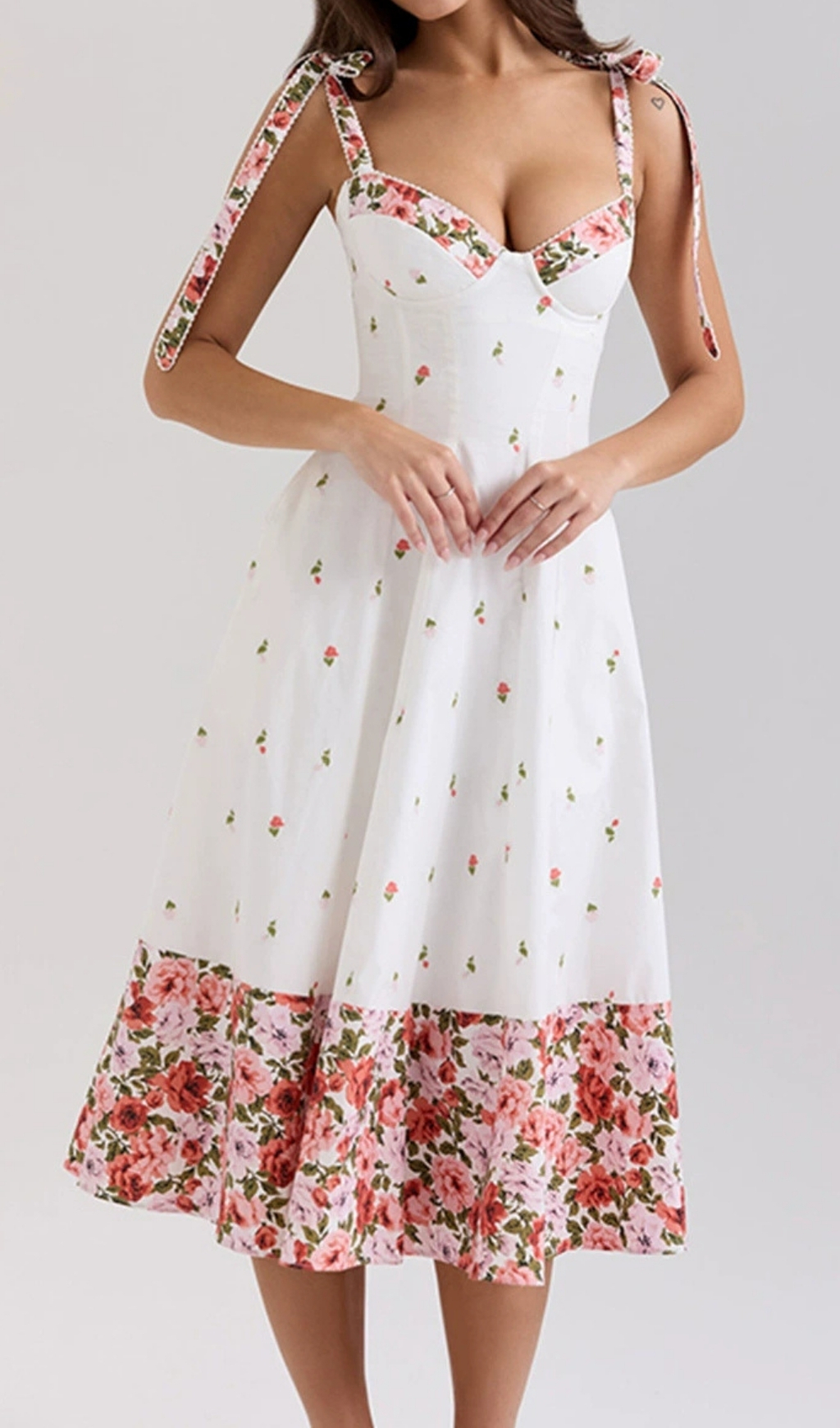 Fashionslee Women Florian Strappy Floral Printed Midi Dress