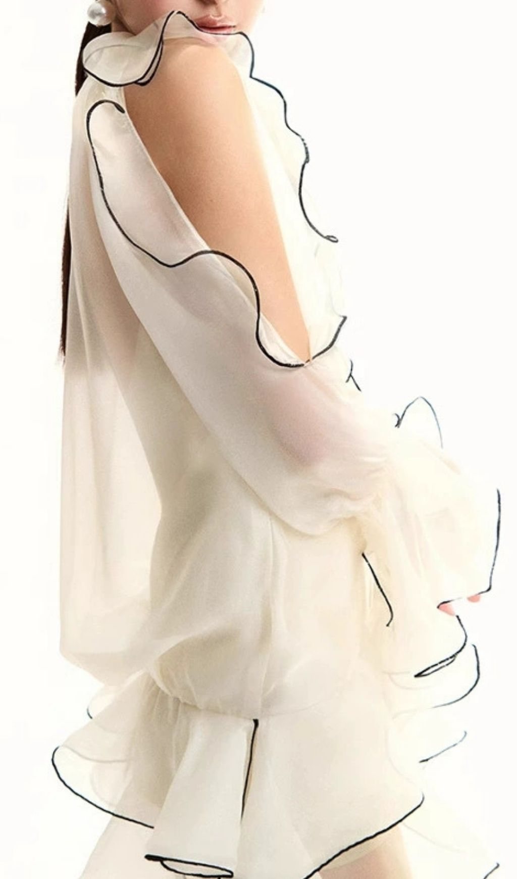 Fashionslee Women Eudoxie White Ruffle Mini Dress
