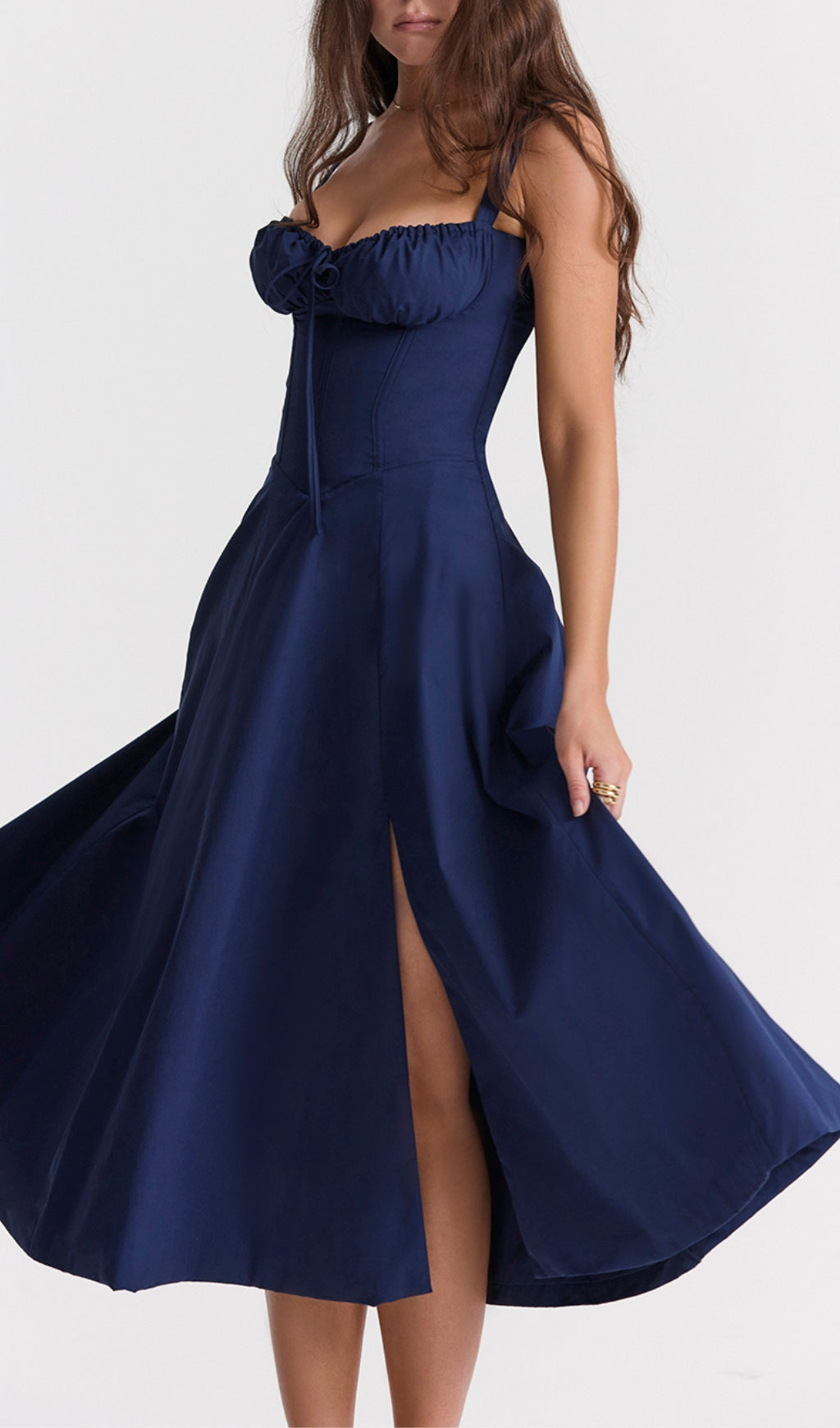 986a85d309f5b5f424c550c226d034df.jpeg Fashionslee Women French Navy Bustier Sundress