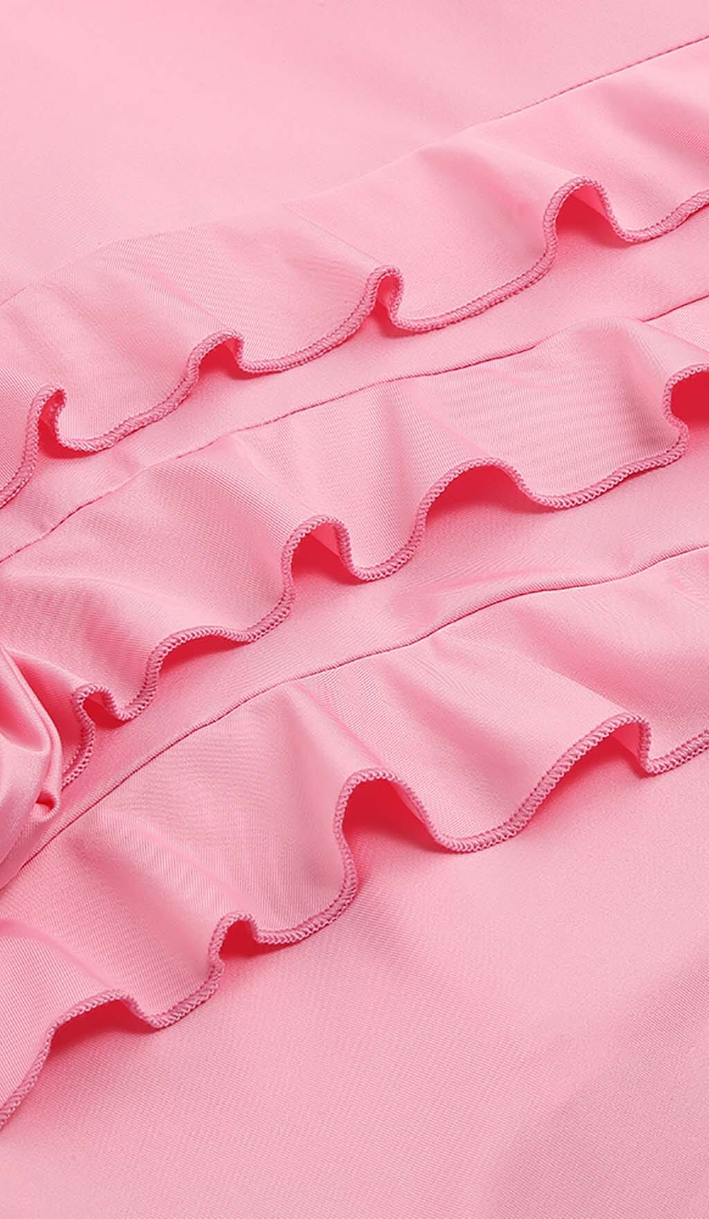 989240349752eb21d045f1524120eba0.jpeg Fashionslee Women Rose-Detail Ruffled Mini Dress In Pink