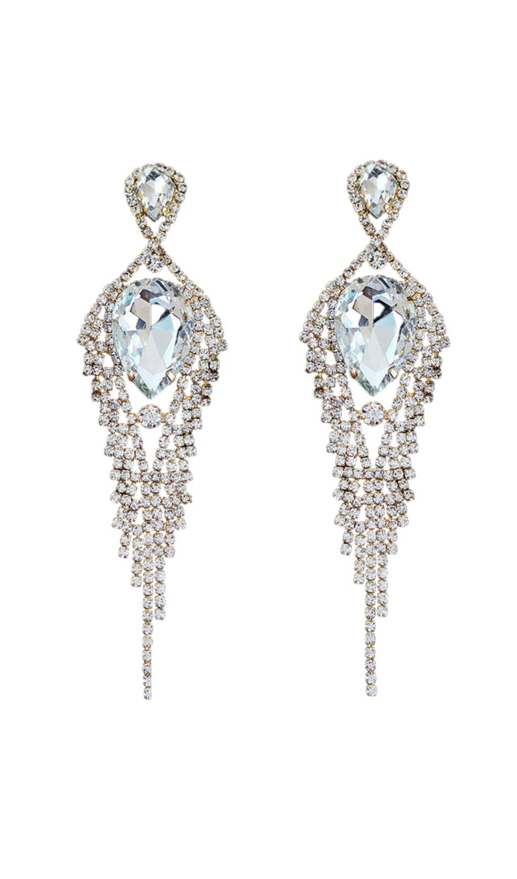 Fashionslee Women Silver Diamante Tassel Teardrop Drop Earrings