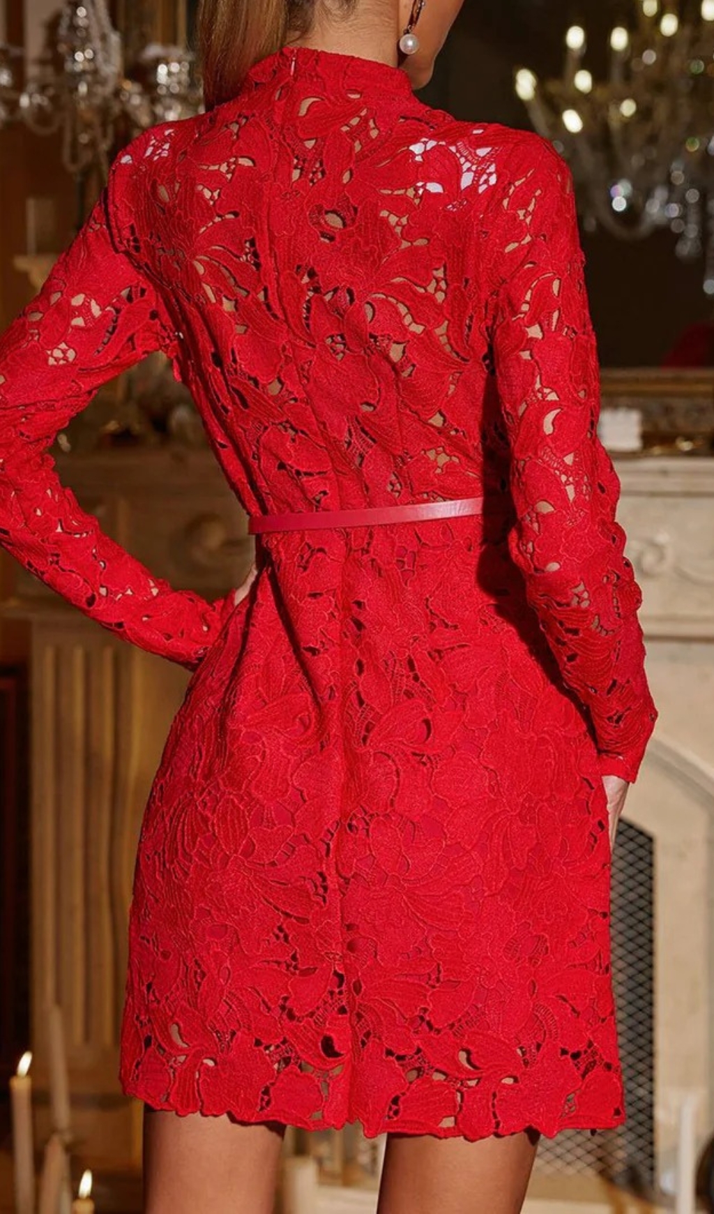 Fashionslee Women Hwita Long Sleeve Cutout Embroidered Mini Dress
