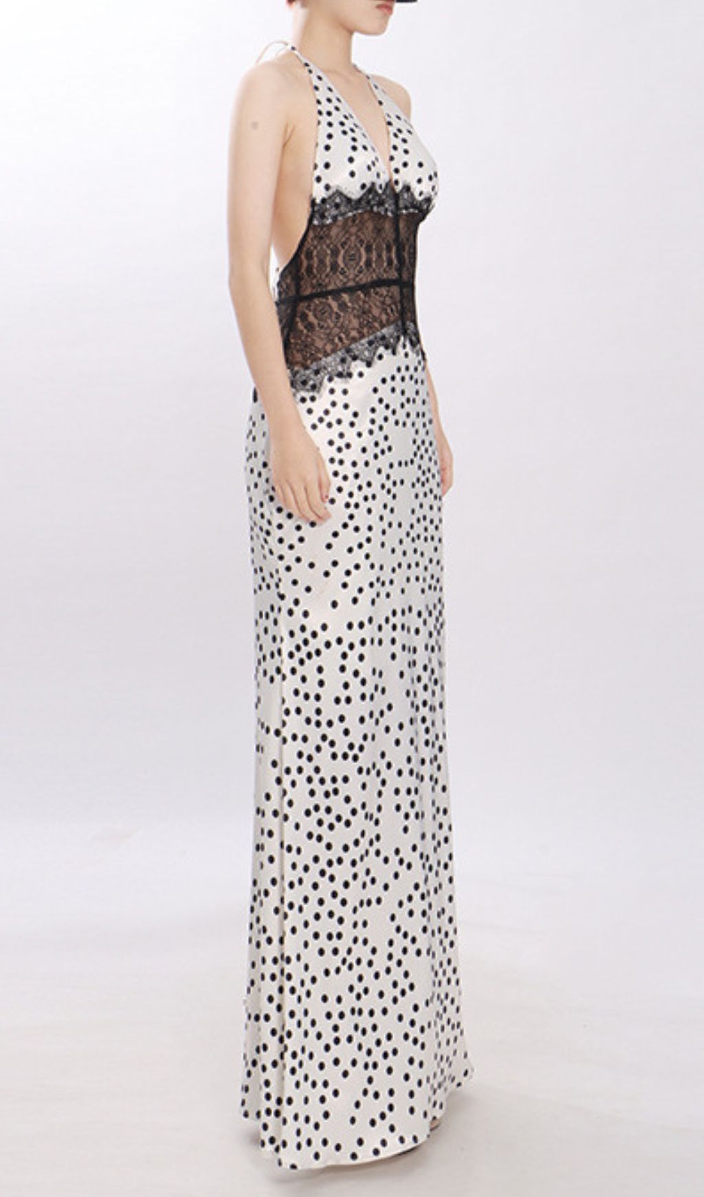 Fashionslee Women Jezziel Halter Lace Dot Maxi Dress