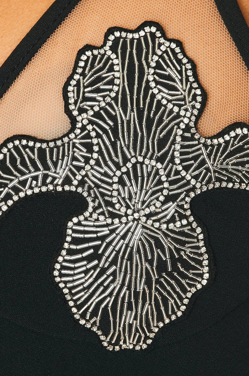 CRYSTAL EMBROIDERED BLACK MINI DRESS – VIRAL - OWNCI