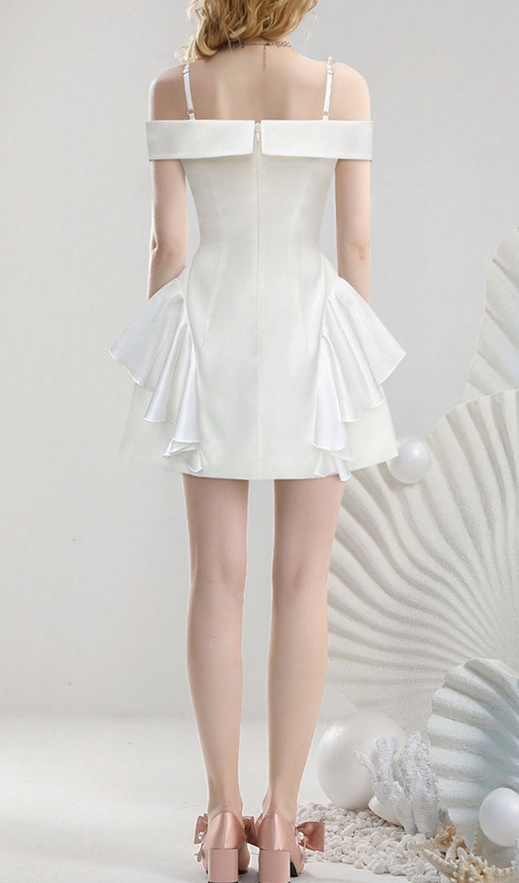 Fashionslee Women Jayleen White Ruffle Mini Dress