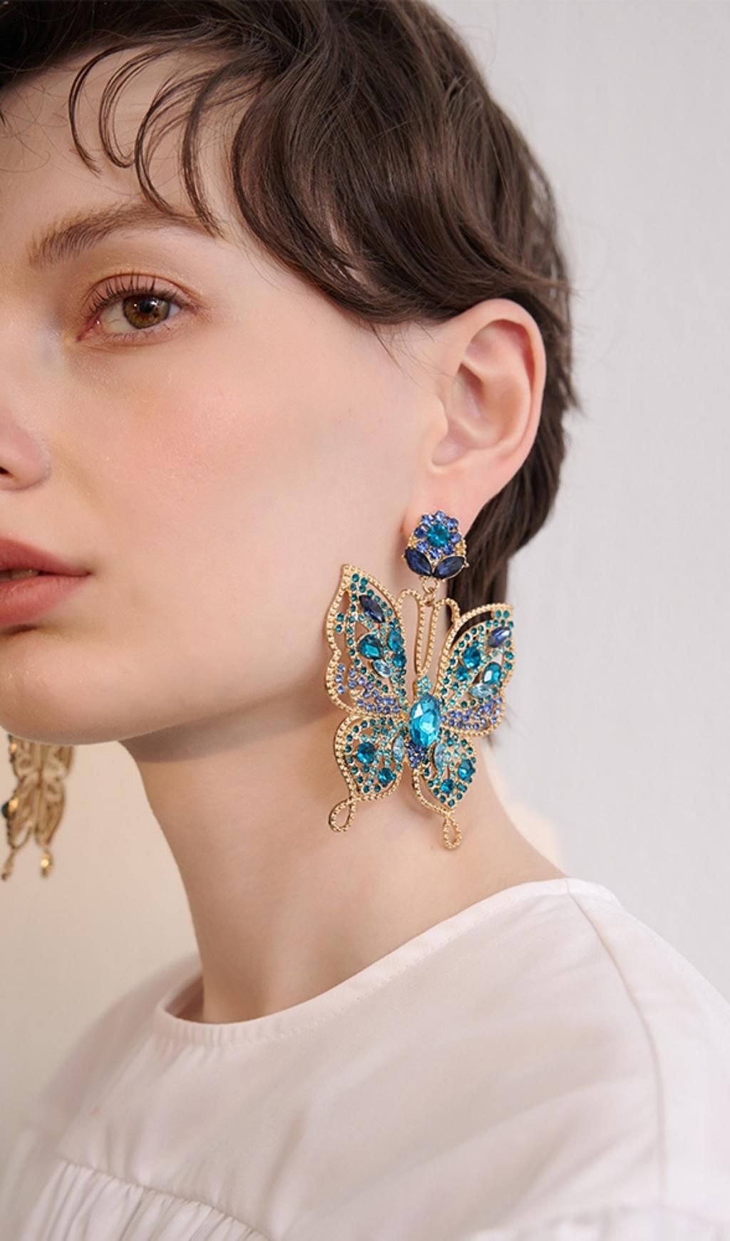 Fashionslee Women Augustin Colorful Diamond Butterfly Earrings