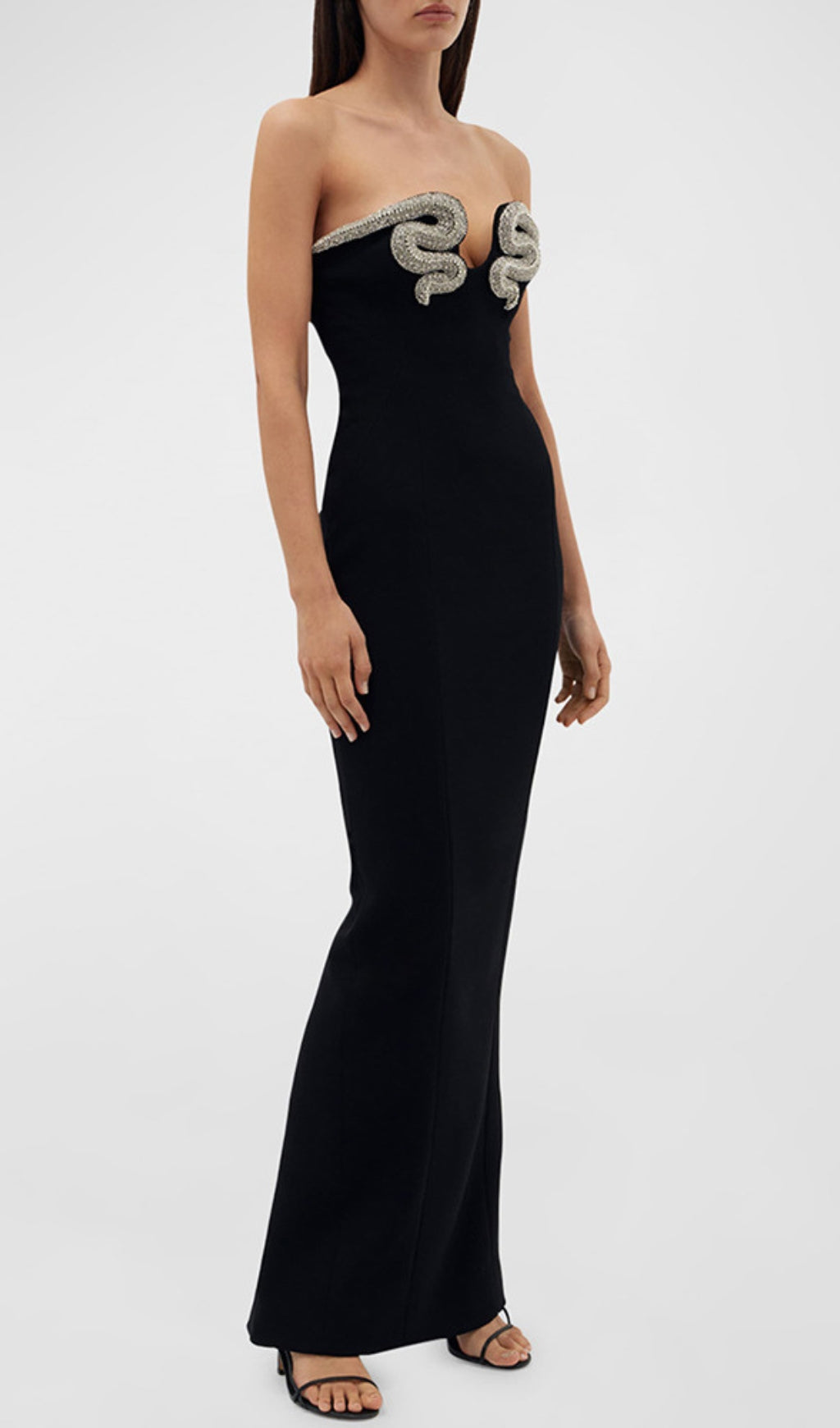 9946fbe275bf41484ea67b0be27efecc.jpeg Fashionslee Women Alizée Crystal-Snake Strapless Gown