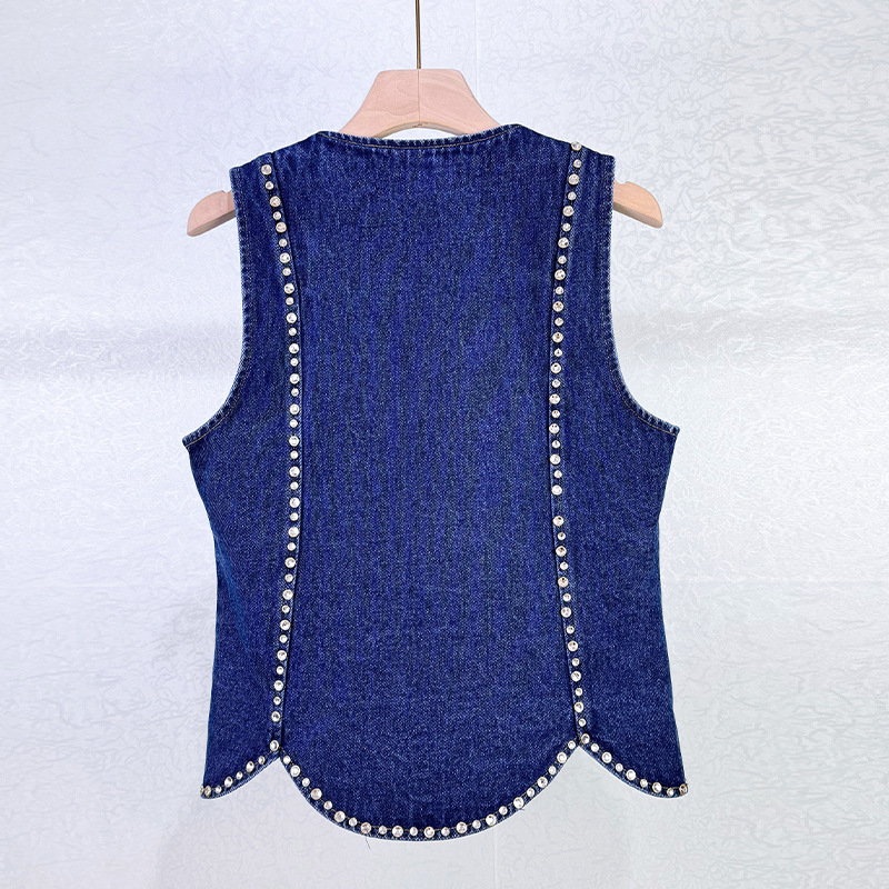 9968dc470ac6ecf0b62e774afcc15d49.jpg Fashionslee Women Rhinestone Denim Top