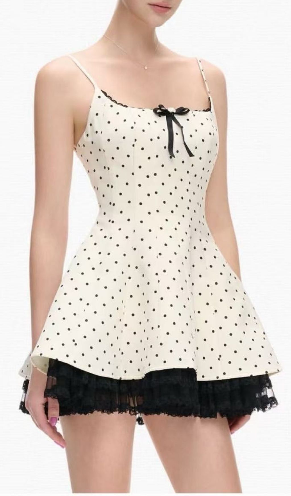 99a9aa847a63a8c890dfa48942f1b459.jpg Fashionslee Women Katrien Strappy Patchwork Dot Corset Mini Dress