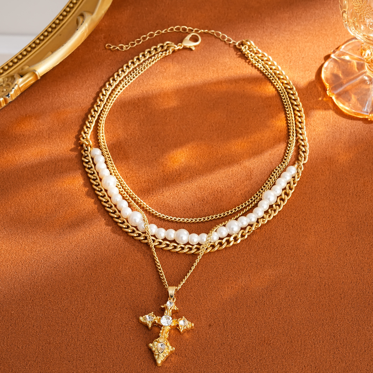 PEARL CROSS NECKLACE TRENDING VIRAL AESTHETIC - OWNCI PEARL CROSS NECKLACE TRENDING VIRAL AESTHETIC - OWNCI
