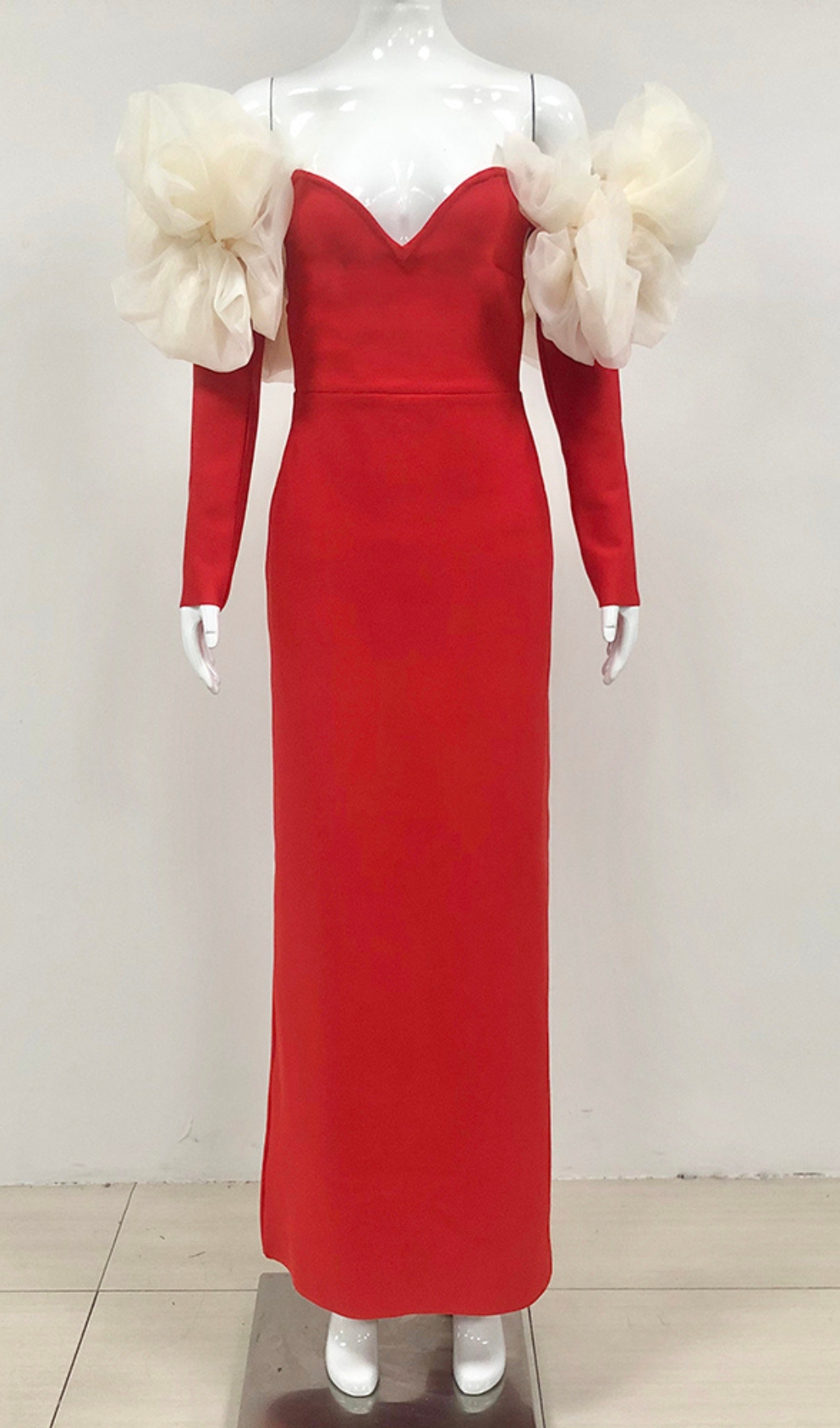 99b744bcfcc5ed907b69ed0c522ad5f5.jpg Fashionslee Women Cezary Red Off-Shoulder Maxi Bandage Dress