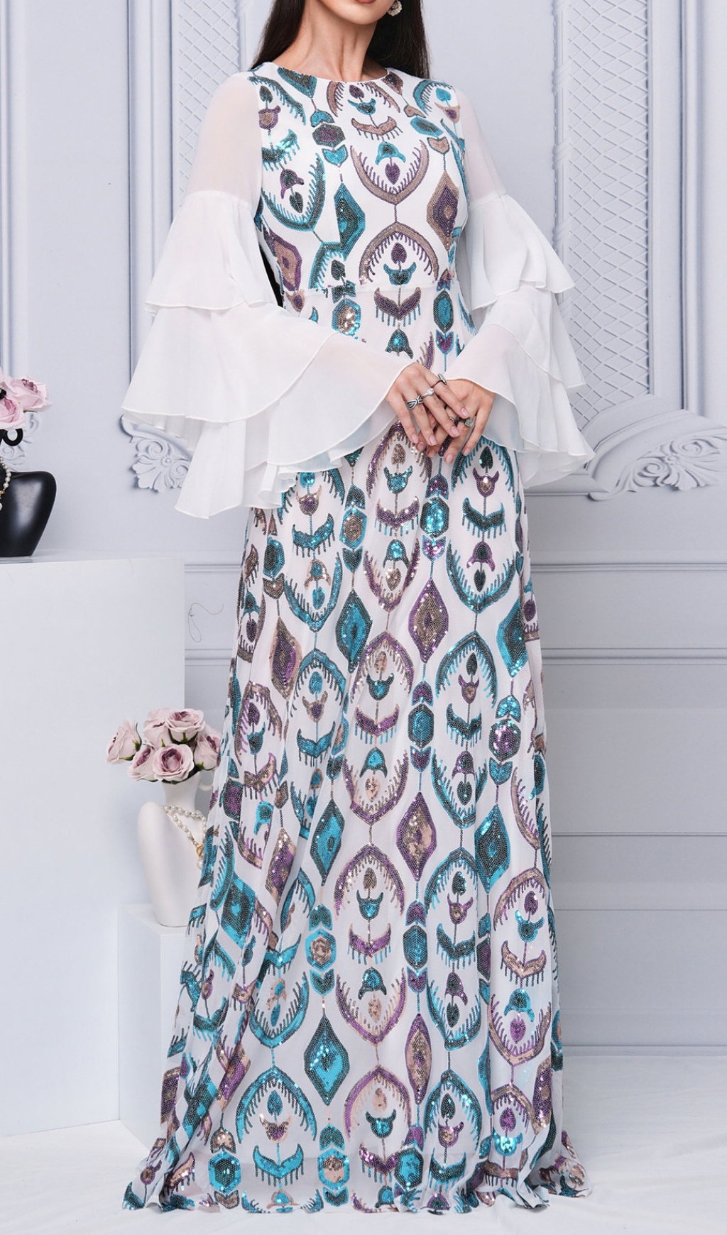 99d718cfda5652fff56cf9a859c628b7.jpg Fashionslee Women Damalis Long Sleeve Sequin Maxi Dress