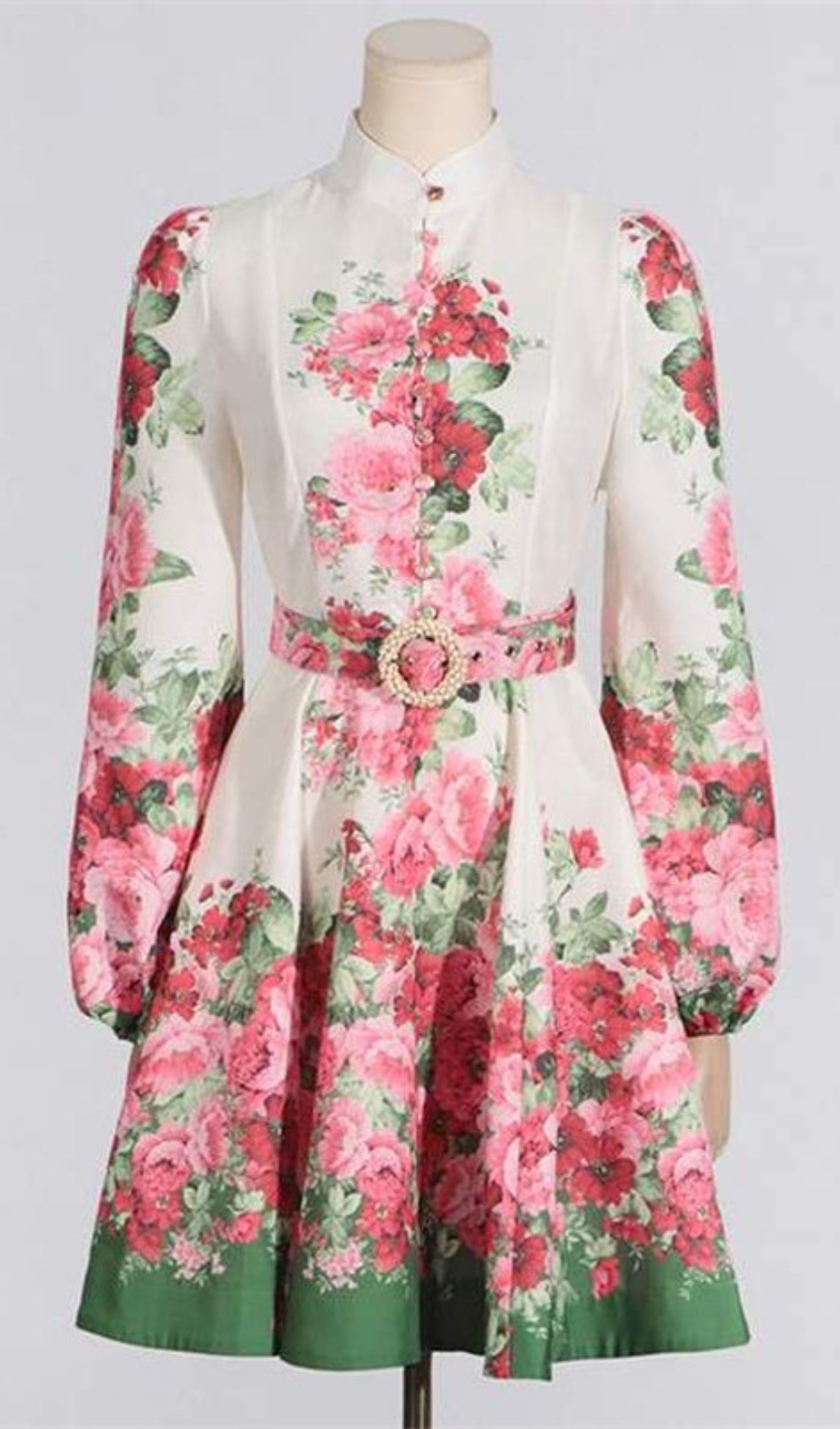 TRENDING MANDARIN COLLAR FLORAL MINI DRESS - OWNCI