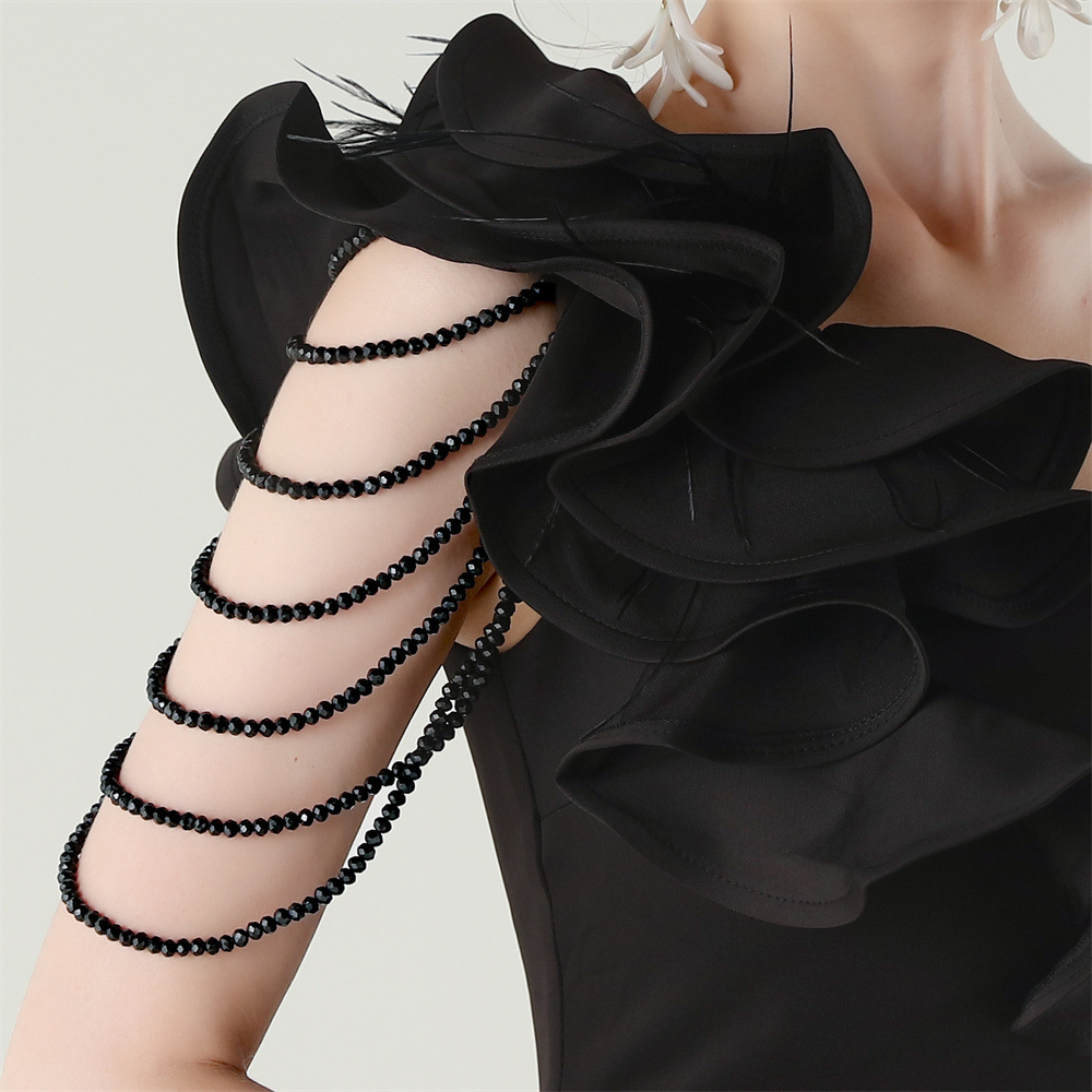 99f8540e867d901068dff9f2ffc0d126.jpg Fashionslee Women Ijlal Black One-Shoulder Ruffle Maxi Dress