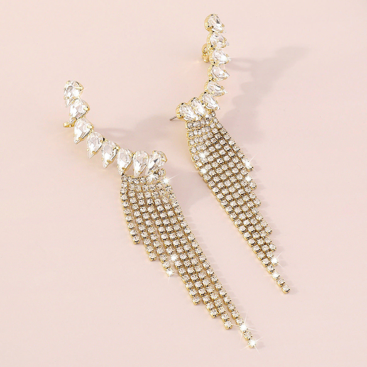 9a0cc9997e2a952d38c0a7b9d7d9bee8.jpeg Fashionslee Women Gold Rhinestone Tassel Geometric Earrings
