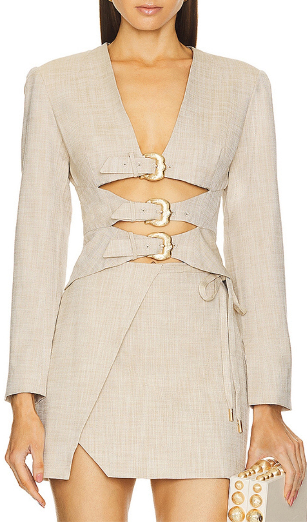 Fashionslee Women Barth Belt Blazer Two-Piece Set