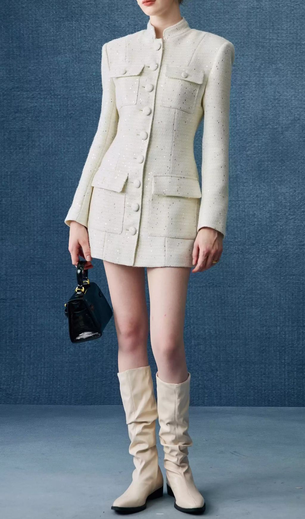 WHITE LONG SLEEVE AESTHETIC MINI DRESS - OWNCI