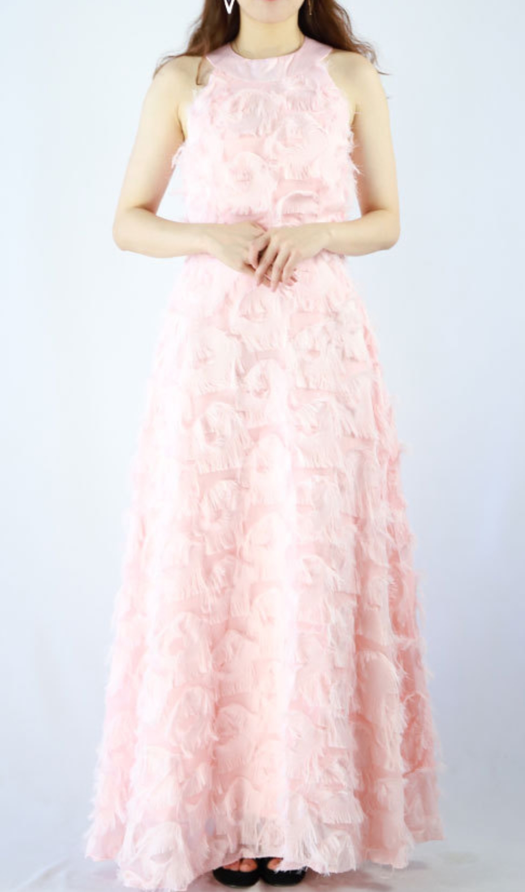9a9f9420ce15d86a2fbbcf7a7f912110.jpg Fashionslee Women Devana Pink Halter Feather Tassel Maxi Dress