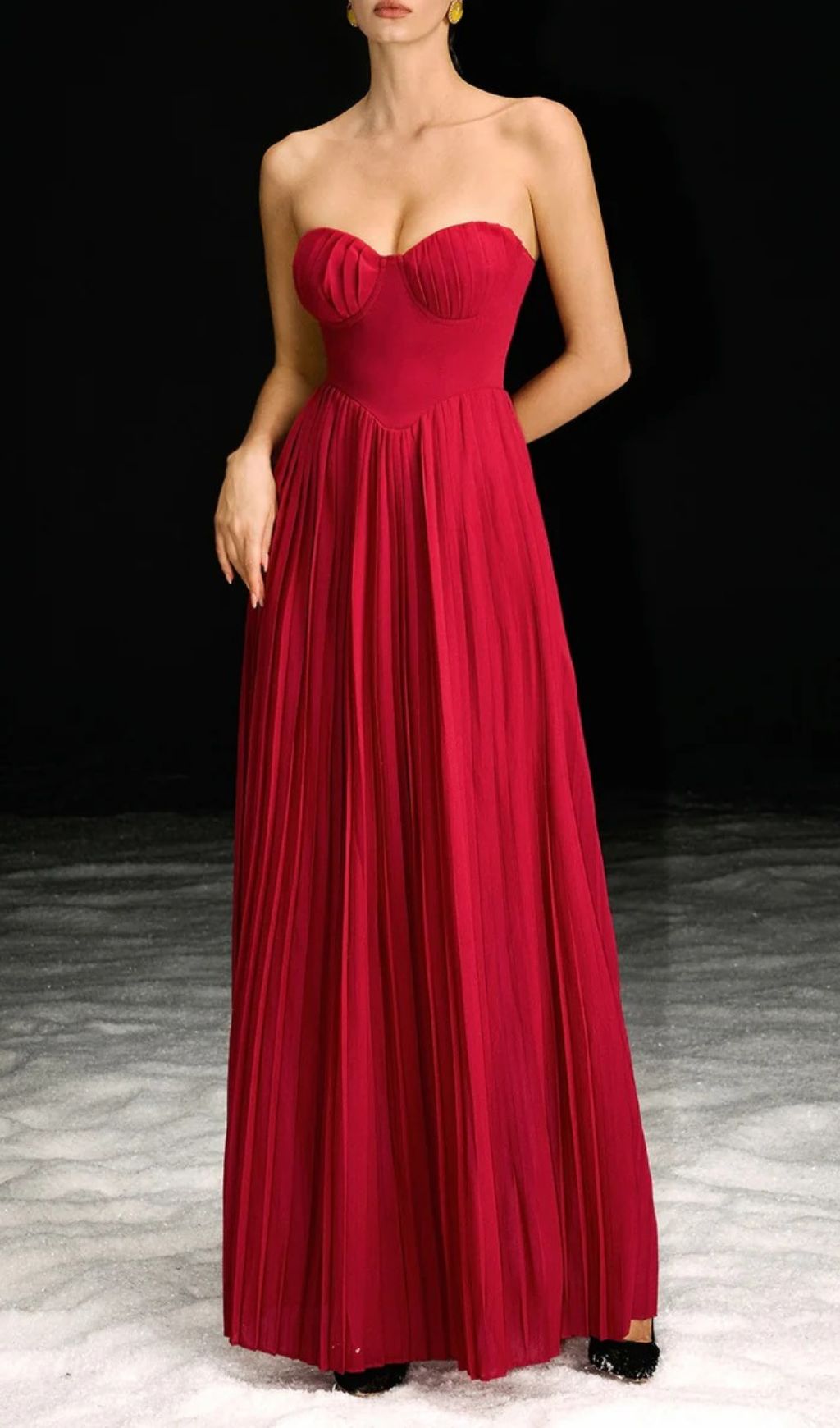 9ac10d48bfe49eef32d385f90e5265d1.jpg Fashionslee Women Necalli Strapless Pleated Maxi Dress