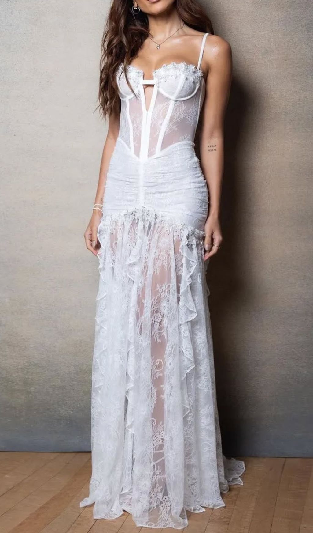 Fashionslee Women Florrie White Lace Maxi Dress