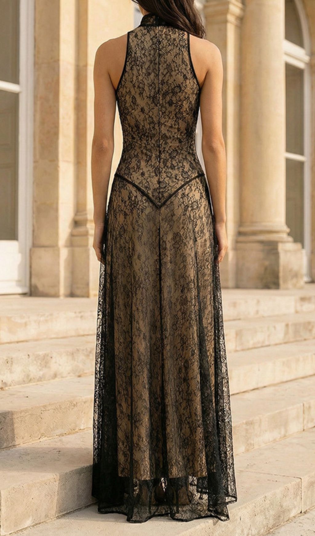 Fashionslee Women Jagna Black Lace Maxi Dress