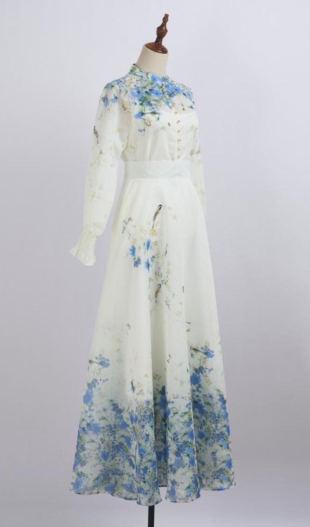 9b19b1c9730a4a1b833bdd7e185ef948.jpg Fashionslee Women Grace Blue Floral Printed Long Sleeve Shirt & Skirt Set