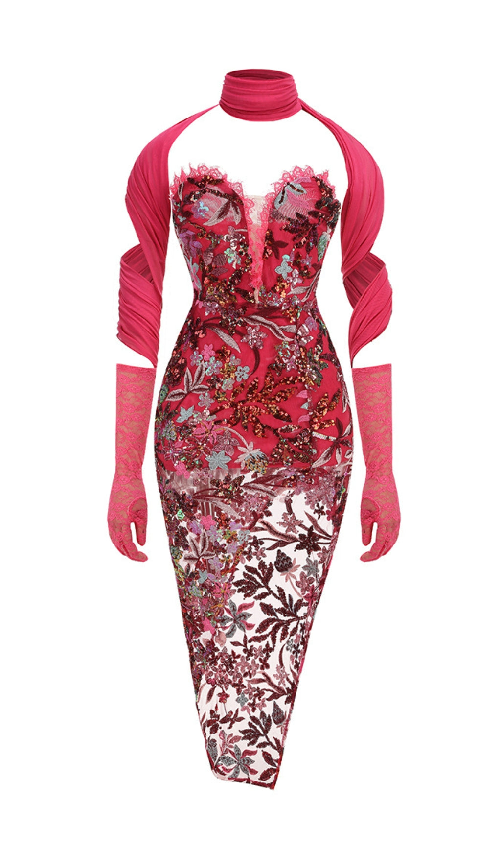Fashionslee Women Buz Sequin Flower Embroidery Maxi Dress
