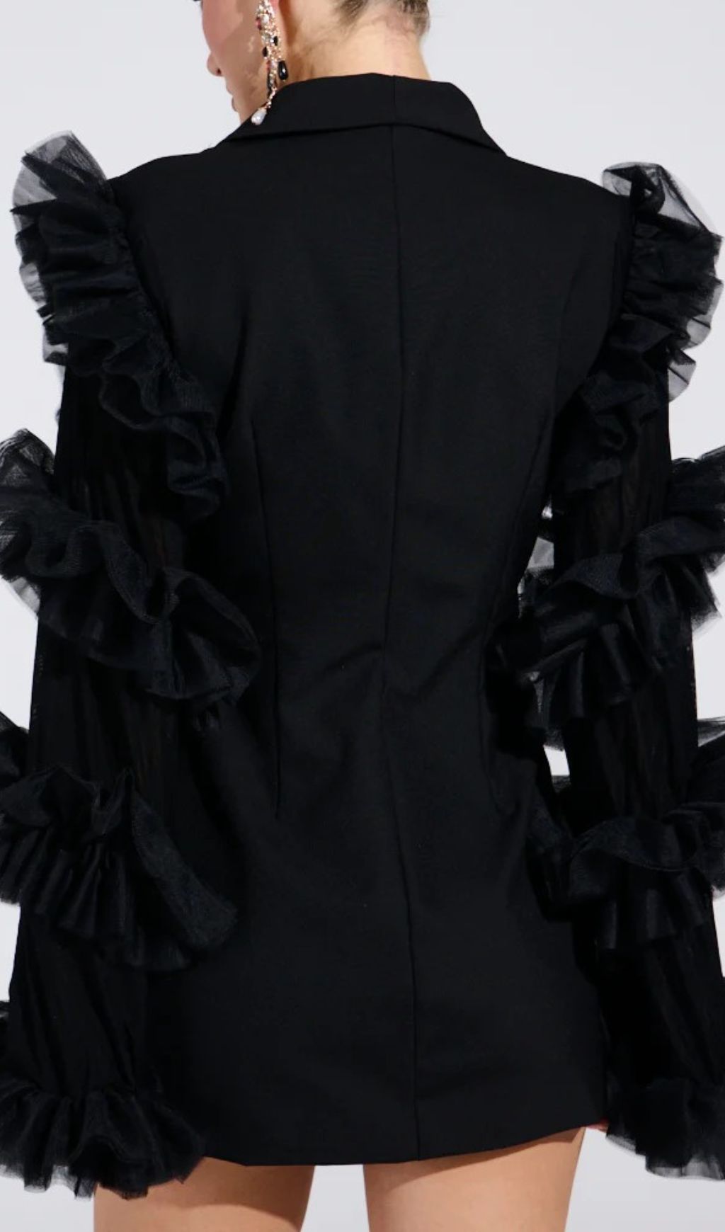 9b91ecb12caf4f8b3753b504fa720f8a.jpg Fashionslee Women Kaleena Tulle Sleeve Blazer Dress