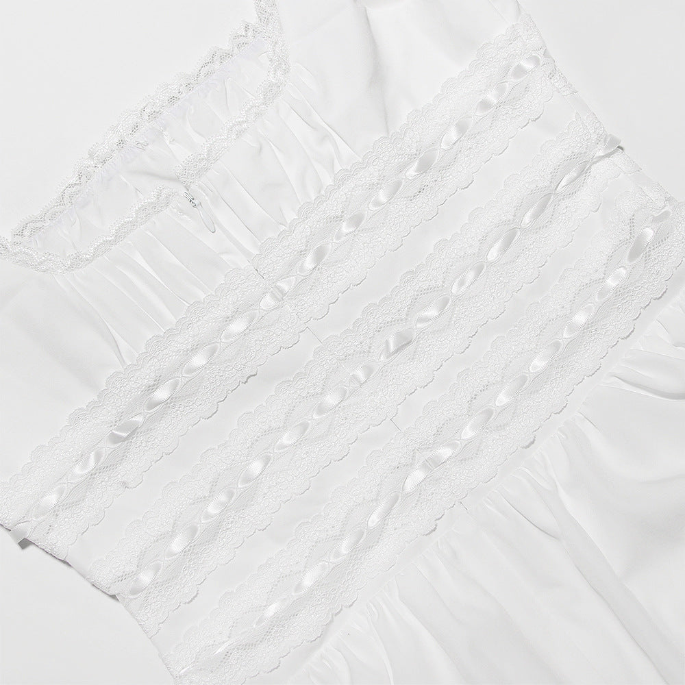 9bbd3badce4bc608dbafd552cfb7852b.jpeg Fashionslee Women White Lace Trim Mini Dress