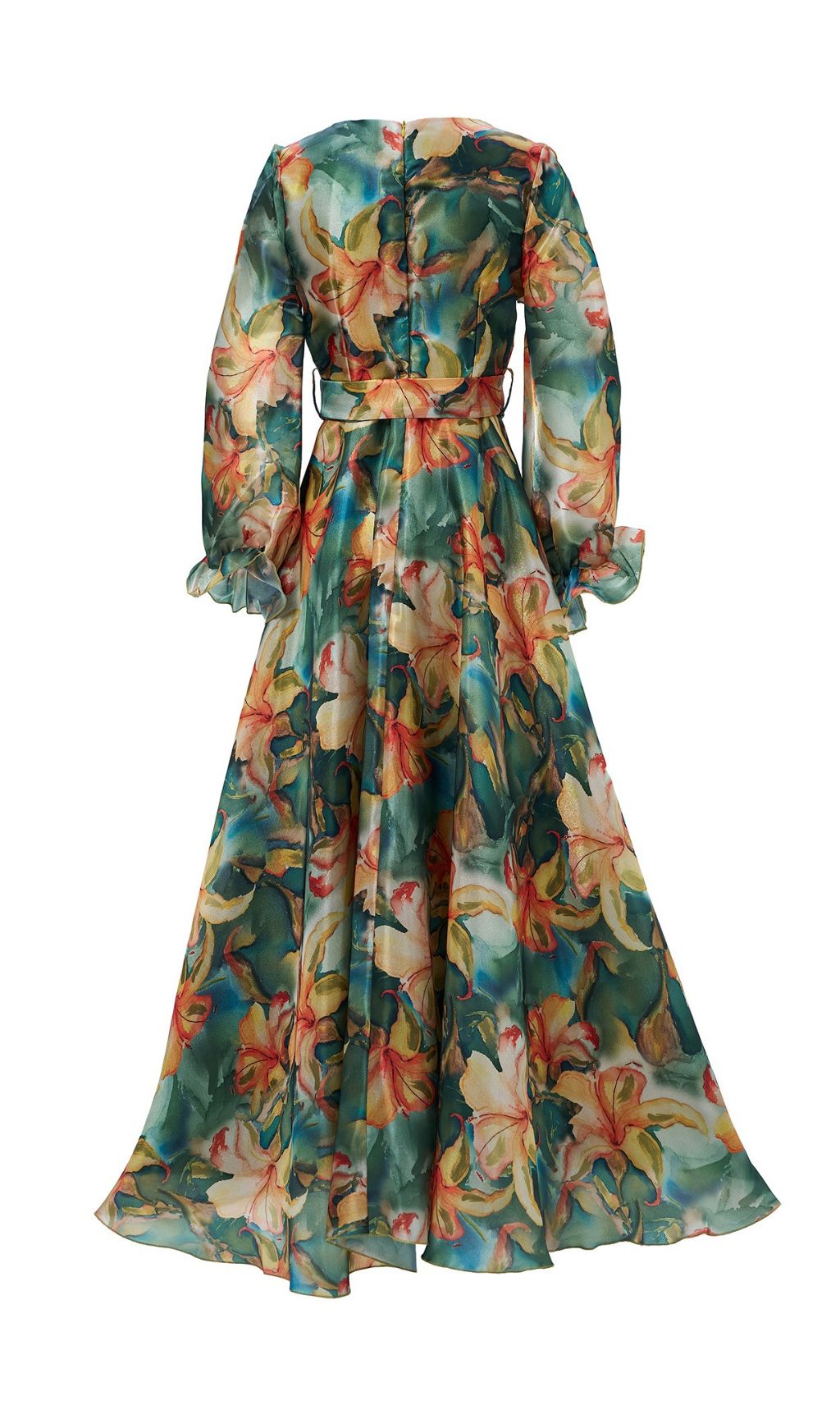 Fashionslee Women Fenicia Green Floral Printed Maxi Dress