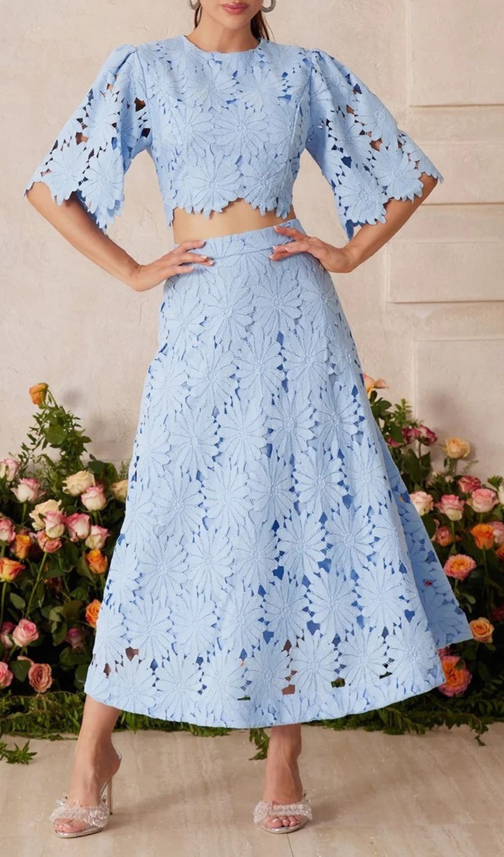 Fashionslee Women Zaelyth Floral Embroidered Skirt Set