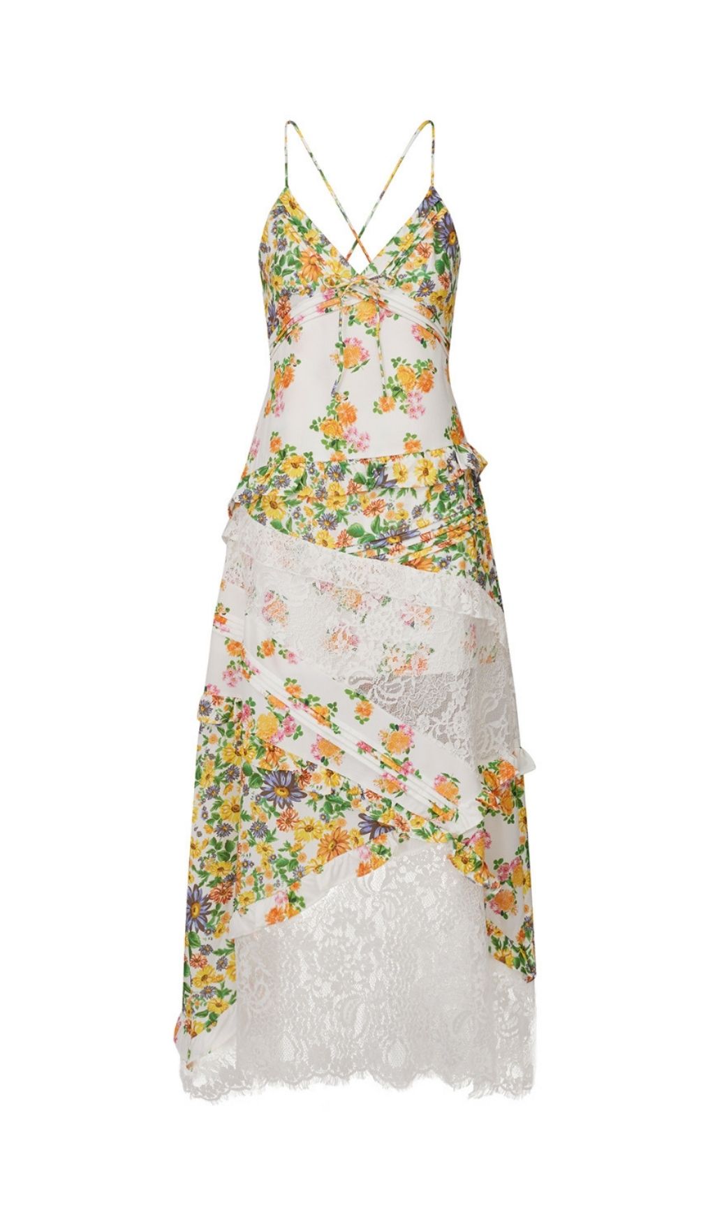 9c2b17254179c8407d2008864c1114c4.jpg Fashionslee Women Georgia Yellow V Neck Floral Print Lace Maxi Dress