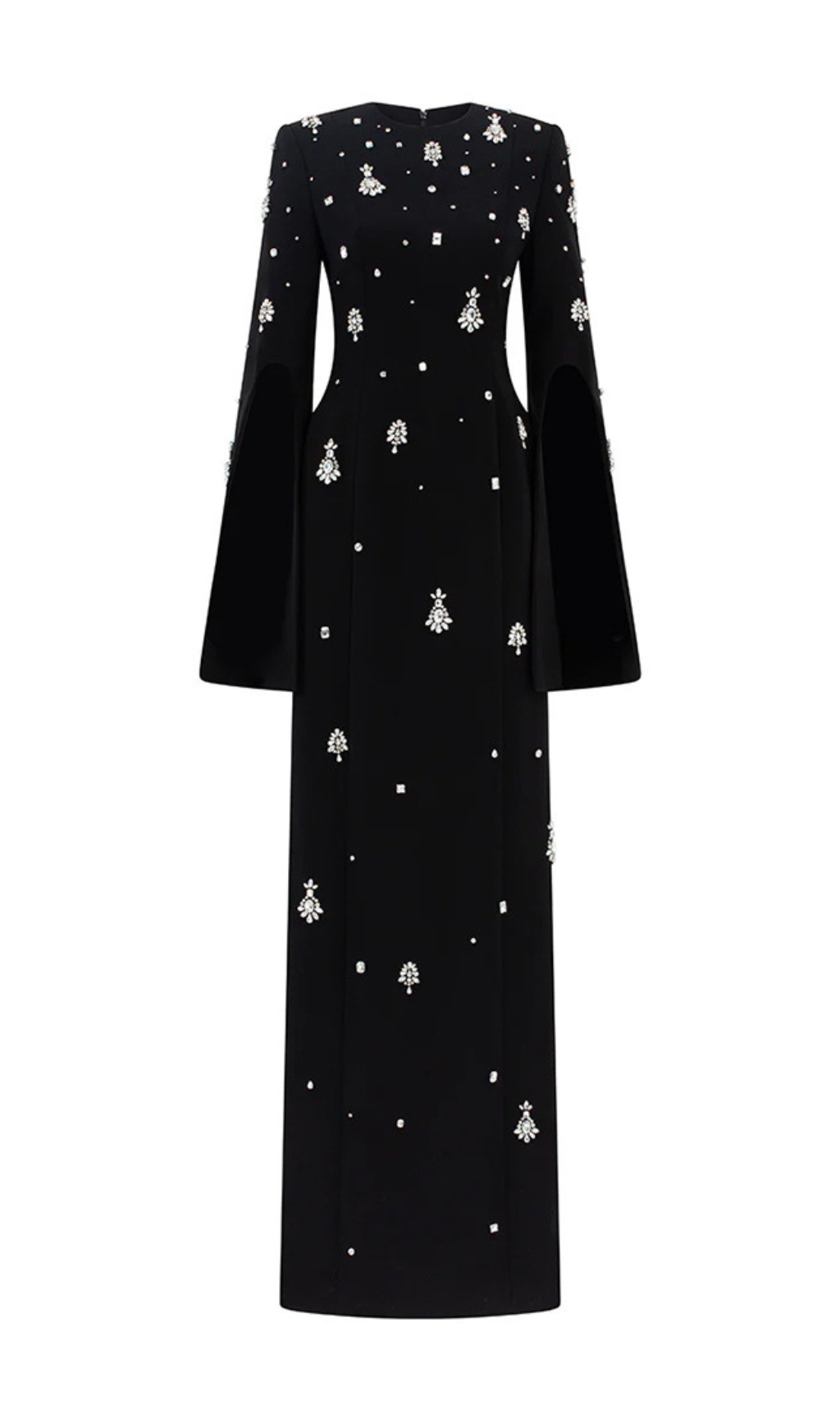 9c2c905bde6fb8c9de2a474b6a6e6c6a.jpg Fashionslee Women Davon Black Crystal Long Sleeve Maxi Dress