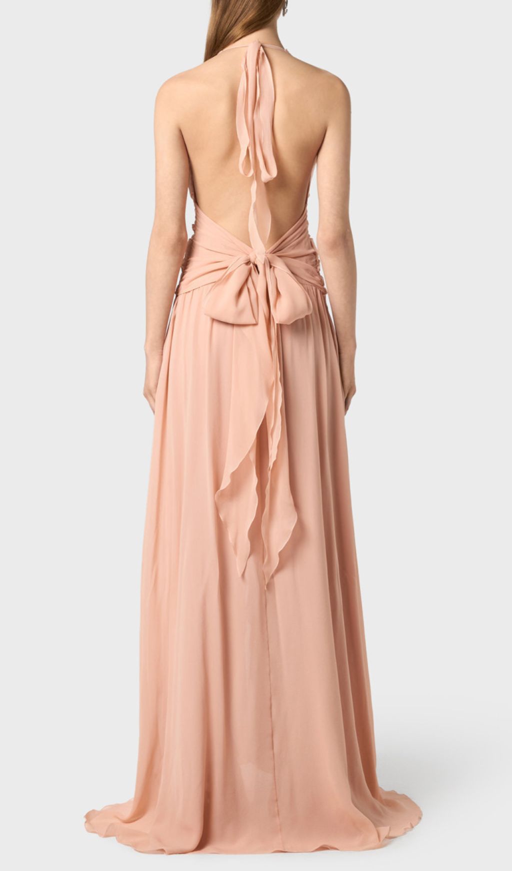 Fashionslee Women Florine Dusty Rose Halter Flower Ruffle Maxi Dress