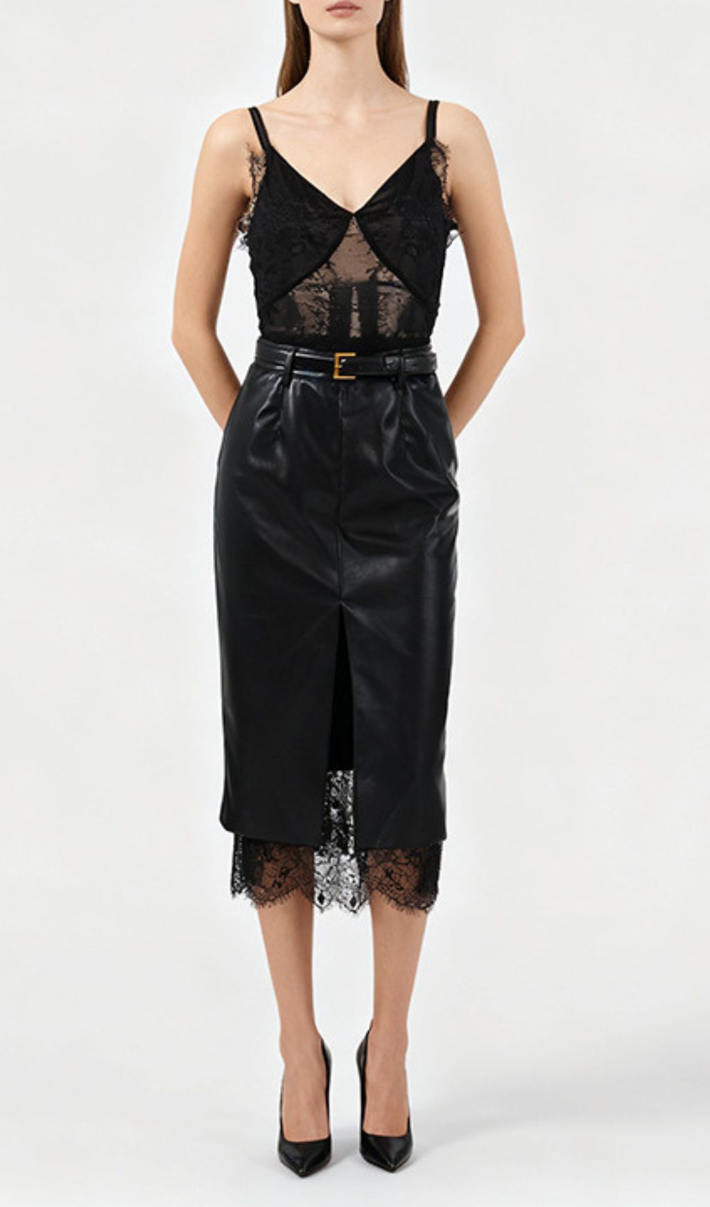 Fashionslee Women Ilta Black Lace Midi Dress