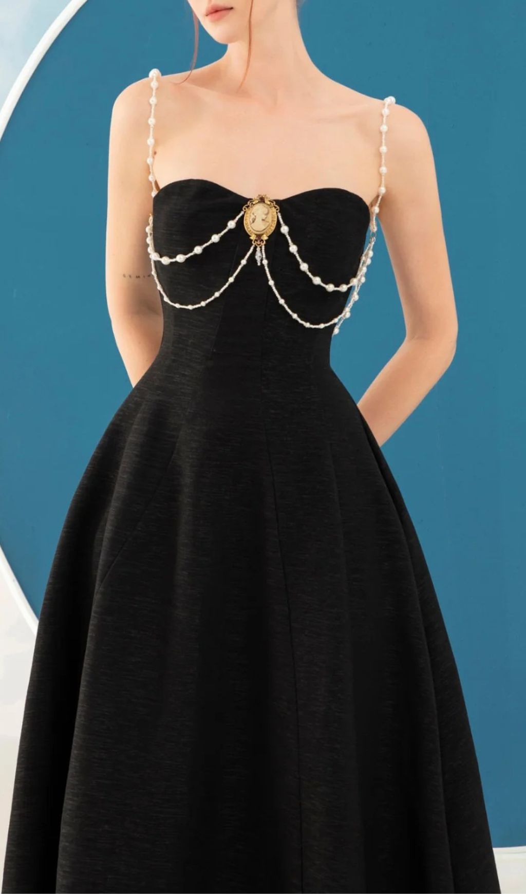 TRENDING BLACK BEADED STRAPY MIDI DRESS - OWNCI TRENDING BLACK BEADED STRAPY MIDI DRESS - OWNCI