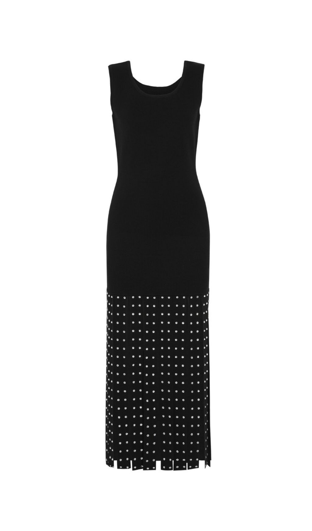 Fashionslee Women Kilikina Black Sleeveless Diamante Knit Midi Dress