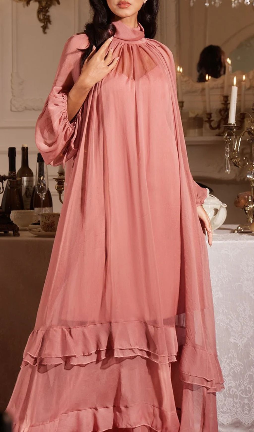 Fashionslee Women Jedrzej Ruffle Long Sleeve Maxi Dress