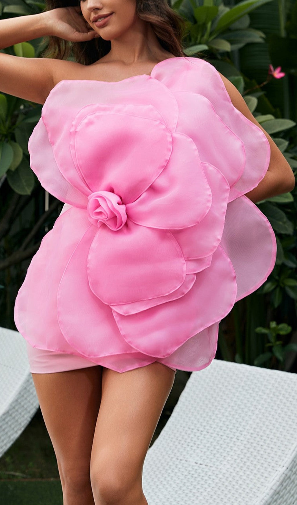 9d1450d4e180537278852cd51aabe396.jpeg Fashionslee Women One Shoulder Flower Mini Dress In Pink