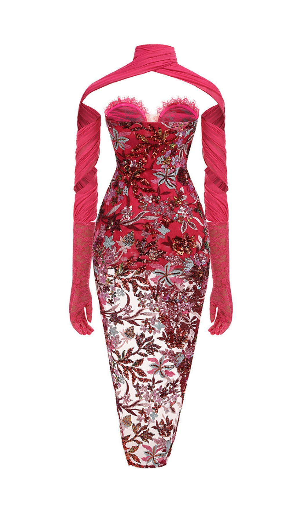 Fashionslee Women Buz Sequin Flower Embroidery Maxi Dress