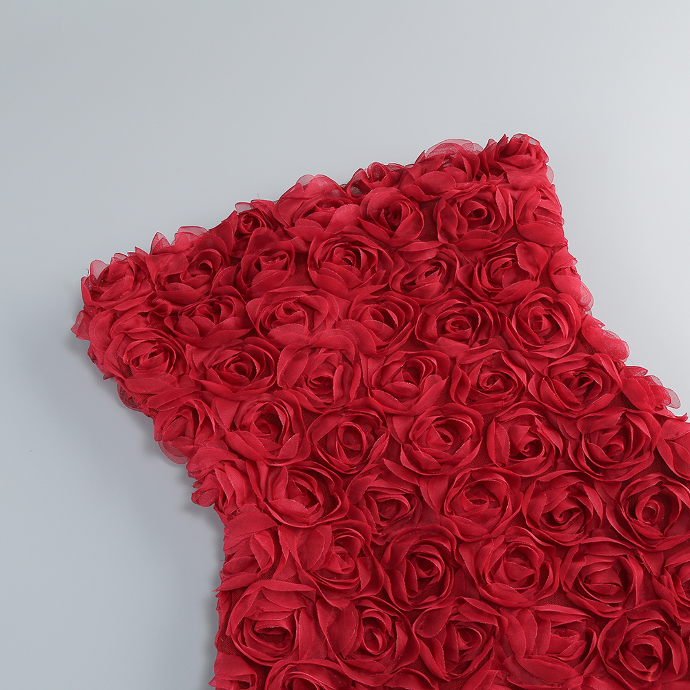 Fashionslee Women Cicero Red Strapless Flower Mini Dress